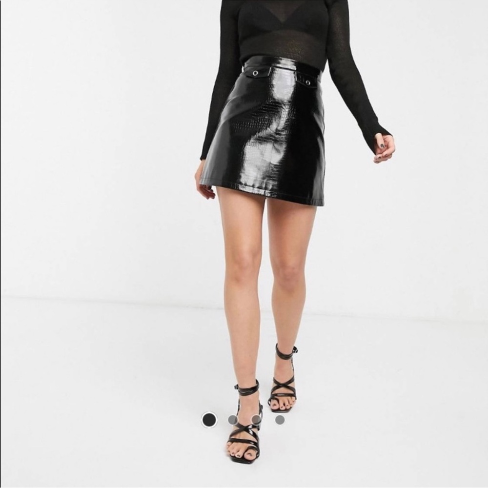 MONKL Black Faux Leather Skirt size 42